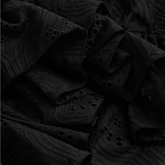 H&M Black Ruffle Trimmed Mini Dress size Large - Picture 4 of 8